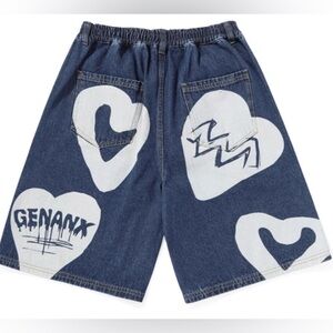 Evisu x Genanx Colorblock Print Bermuda Denim Shorts Jeans